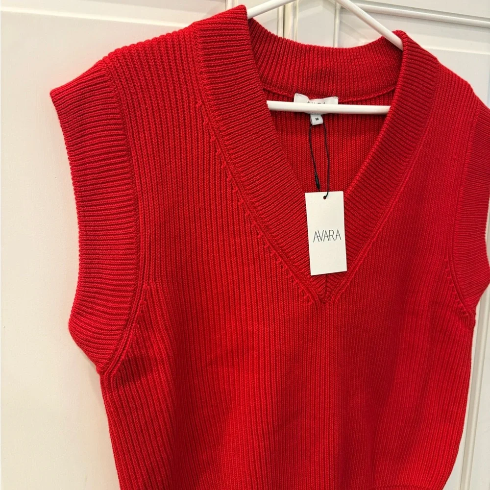 Avara Nicolette Red Knit Sweater Vest | Size M | NWT - Picture 6 of 9